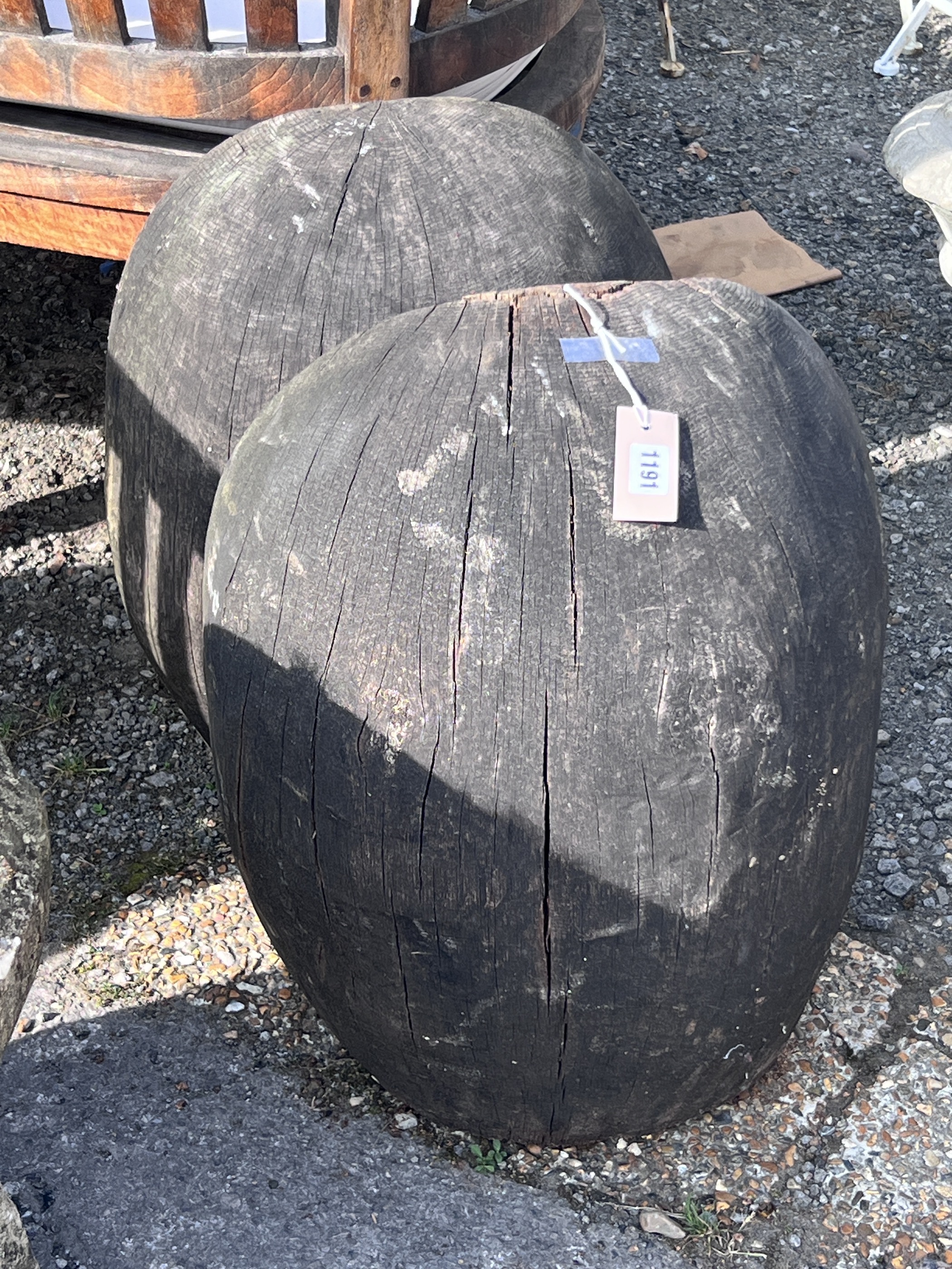 Two African hardwood 'Belly' sculptures, tallest 55cm